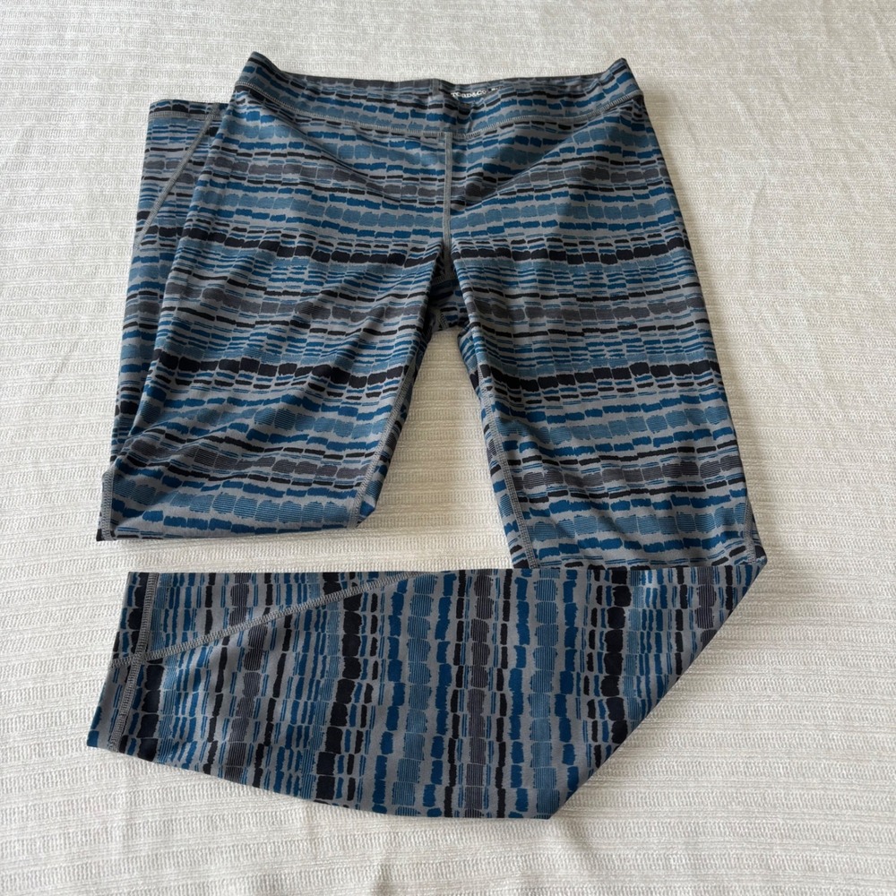 Toad&Co Grandstand Pattern Tight Leggings Blue Grey Geo Print T1451604 Womens M